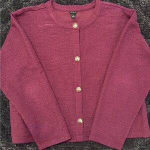 Ann Taylor Women's Cropped Jacket in Deep Magenta